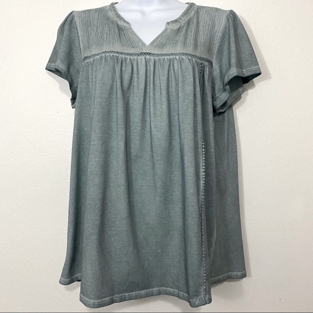 JODIFL Blue/Green Short Sleeve Blouse